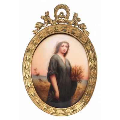 Плакетка «Руфь» в овальной рамке в стиле ампир. Германия Конец XIX века