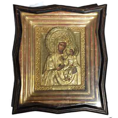 Икона в окладе «Богоматерь Иверская» 22,6  Конец XIX века