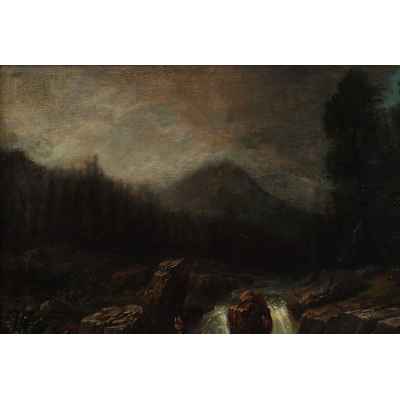 Пейзаж с горной рекой Европа Конец XIX века