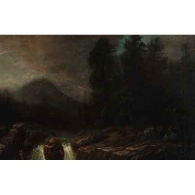 Пейзаж с горной рекой Европа Конец XIX века