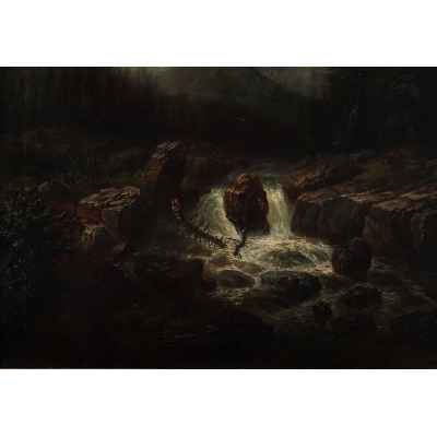 Пейзаж с горной рекой Европа Конец XIX века