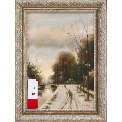 Зимний пейзаж с одиноким путником Европа 1920- гг