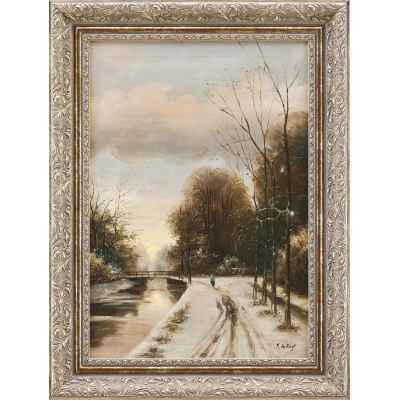 Зимний пейзаж с одиноким путником Европа 1920- гг