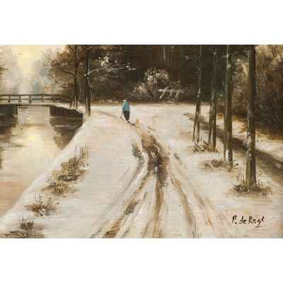 Зимний пейзаж с одиноким путником Европа 1920- гг