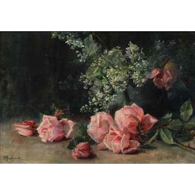 Картина «Натюрморт с розами и сиренью» Германия Начало XX века