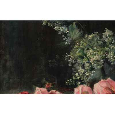 Картина «Натюрморт с розами и сиренью» Германия Начало XX века