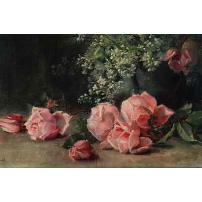 Картина «Натюрморт с розами и сиренью» Германия Начало XX века