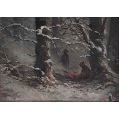 Картина «Костер в лесу» Европа 1900 гг
