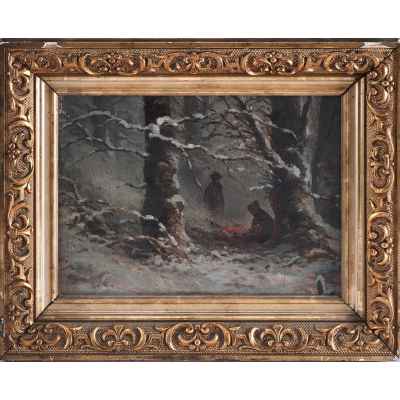 Картина «Костер в лесу» Европа 1900 гг