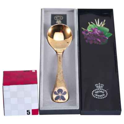 Чайная ложка в футляре серебро 925 пр. 46 гр. Georg Jensen Дания 1977 г. Дания. Фирма: Georg Jensen 1977 г