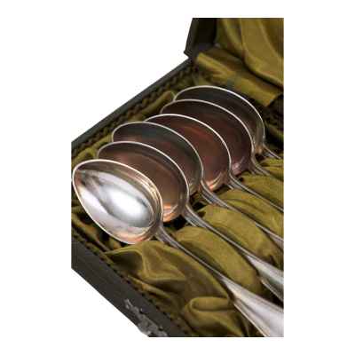 Набор чайных ложек серебро 800 пр. 131,5 гр. Австрия нач. ХХ в. фирма Випценса Карла Дуба, Вена (Австрия) после 1922 г