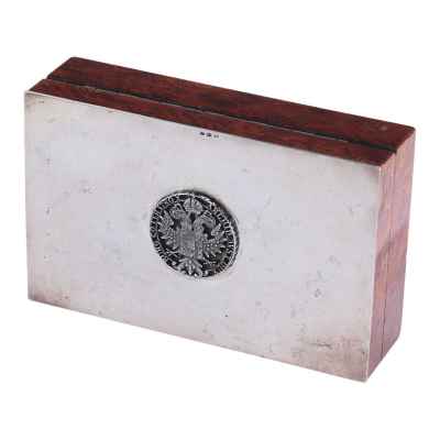 Коробка для сигар с талером Марии Терезии серебро 800 пр. Австрия после 1922 г. 10x16 см. Вена, Австрия после 1922 г