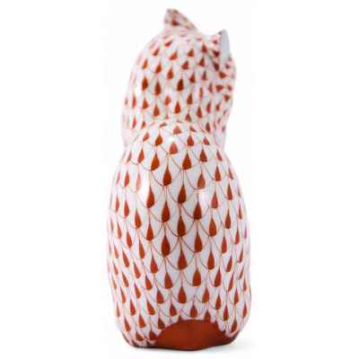 Скульптура Кот красный фарфор, Херенд (Herend) Венгрия 1960-86 гг. H-11,5 см. Херенд, Венгрия 1960-1970 гг