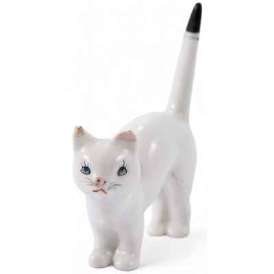 Скульптура Белая кошка фарфор, Европа втор. пол. ХХ в. Н-9 см. Европа ХХ век
