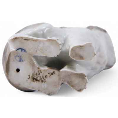 Скульптура Котенок Хойбах Heubach, фарфор Германия 1882-1915 гг. Н-14,3 см. Heubach, Германия 1882-1915 гг.