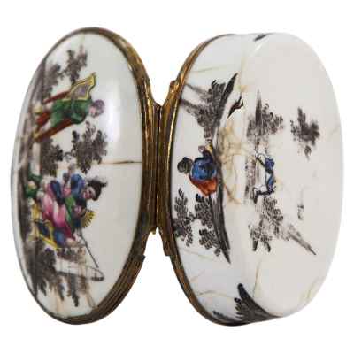 Шкатулка-табакерка Саул и Давид фарфор Европа втор. пол. XVIII в. 3,5x8,7 см. Европа вторая половина ХVIII века