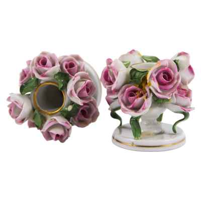 Парные подсвечники «Розы» Херенд, Венгрия 1960-начало 1970-гг