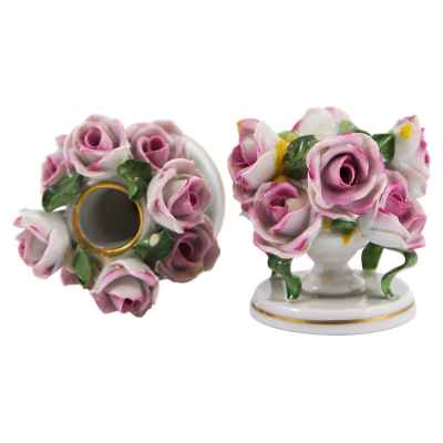 Парные подсвечники «Розы» Херенд, Венгрия 1960-начало 1970-гг