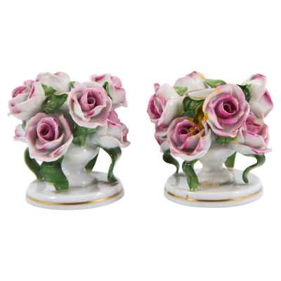 Парные подсвечники «Розы» Херенд, Венгрия 1960-начало 1970-гг