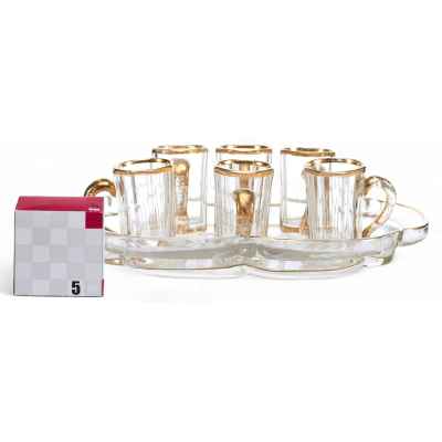 Комплект стопок на овальном подносе Богемия Конец XIX века