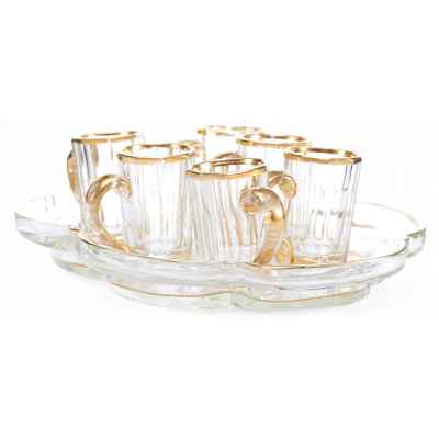 Комплект стопок на овальном подносе Богемия Конец XIX века