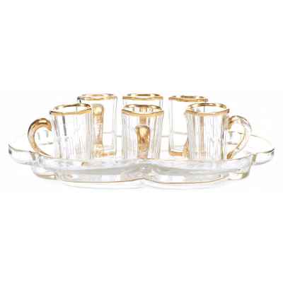 Комплект стопок на овальном подносе Богемия Конец XIX века