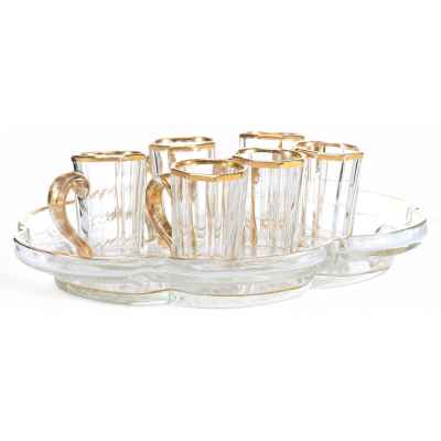 Комплект стопок на овальном подносе Богемия Конец XIX века