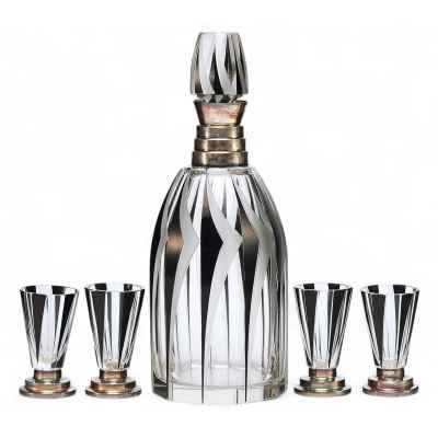 Графин и 4 рюмки Богемия Вторая четверть XX века