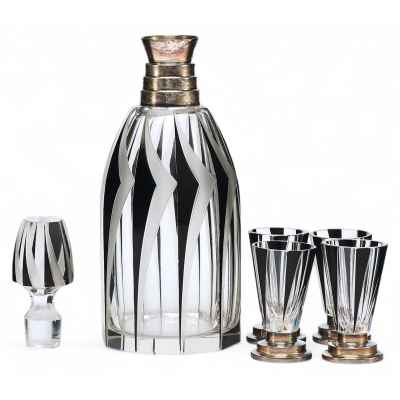 Графин и 4 рюмки Богемия Вторая четверть XX века