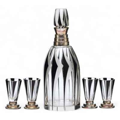 Графин и 4 рюмки Богемия Вторая четверть XX века