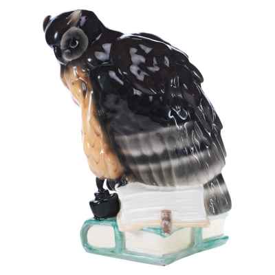 Скульптура Филин на книгах Goldscheider Австрия 1920-30 гг. Н-25,1 см. Вена, Австрия 1920-1930 гг