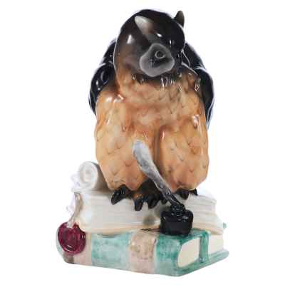 Скульптура Филин на книгах Goldscheider Австрия 1920-30 гг. Н-25,1 см. Вена, Австрия 1920-1930 гг