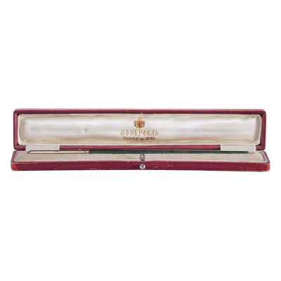 Ручка перьевая серебро 88 пр., нефрит, золочение К.Ф. Верфель, мастер Г. Вигстрем L-19,3 см. Петербург 2-я половина XIX века