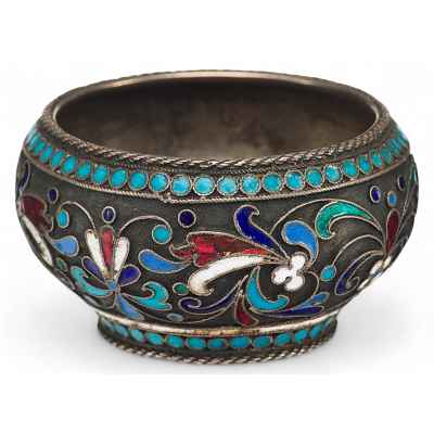 Солонка с клеймами серебряная Москва 1890-е гг