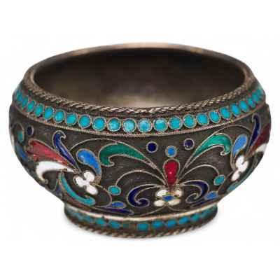 Солонка с клеймами серебряная Москва 1890-е гг