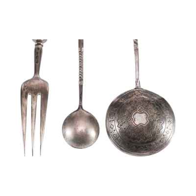 Столовый набор Эгоист Хлебников в родной коробке 84 пр. Варыпаев 1878-94 гг. Москва 1878-1894 гг