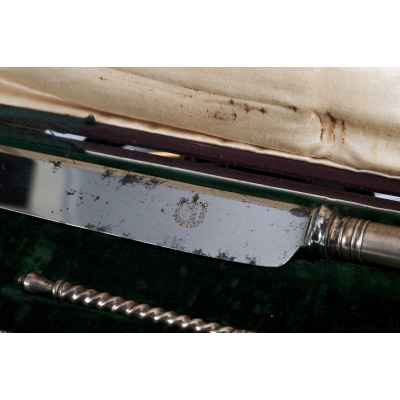 Столовый набор Эгоист Хлебников в родной коробке 84 пр. Варыпаев 1878-94 гг. Москва 1878-1894 гг