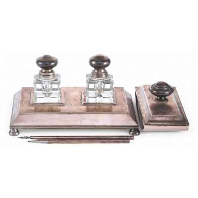 Письменный набор серебро 84 пр. И.П. 1914 г. Москва около 1908 г