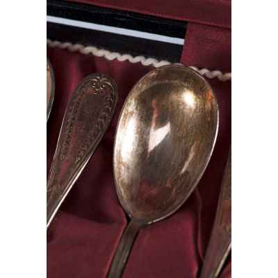 Набор чайных ложек серебро 800 пр. 1ХХ гр. J D Австрия нач. ХХ в. Австро-Венгрия последняя четверть XIX - начало ХХ вв