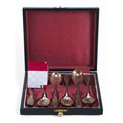 Набор чайных ложек серебро 800 пр. 1ХХ гр. J D Австрия нач. ХХ в. Австро-Венгрия последняя четверть XIX - начало ХХ вв