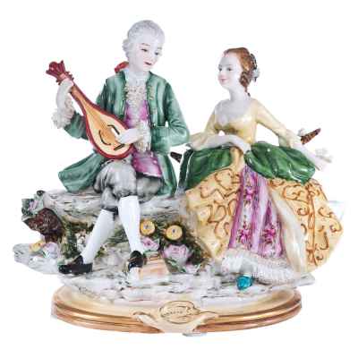 Скульптурная композиция «Кавалер с мандолиной и дама» Дрезден, Германия 20 века (до 1949 года)