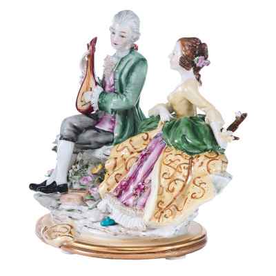 Скульптурная композиция «Кавалер с мандолиной и дама» Дрезден, Германия 20 века (до 1949 года)