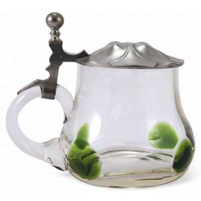 Пивная кружка. Украшенная голубыми и зелеными горошинами. Богемия. Богемия Начало XX века