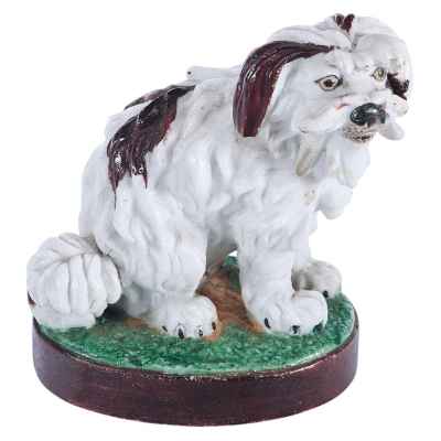 Скульптура Болонка фарфор, Гарднер кон. XIX в. Российская Империя Н-7,6 см. Завод Гарднера Конец XIX века