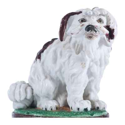 Скульптура Болонка фарфор, Гарднер кон. XIX в. Российская Империя Н-7,6 см. Завод Гарднера Конец XIX века