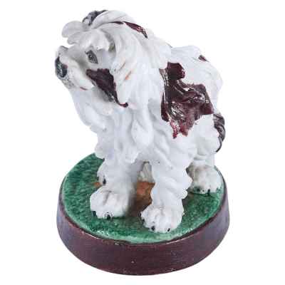 Скульптура Болонка фарфор, Гарднер кон. XIX в. Российская Империя Н-7,6 см. Завод Гарднера Конец XIX века