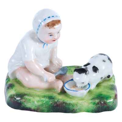 Девочка, кормящая кошку Ходов (Ходау), Австро-Венгрия 1845-1872 гг