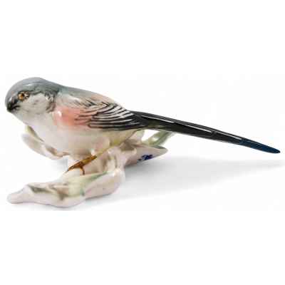 Скульптура Коноплянка фарфор, Карл Энц (Karl Ens) Германия после 1945 г. Н-14,5 см. Фолькштадт. Германия после 1945