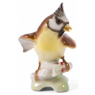 Скульптура Хохлатый жаворонок фарфор, Хютшенреутер (Lorenz Hutschenreuter) Германия 1970-е Н-7,8 см. Германия 1970-гг