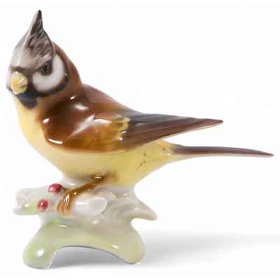 Скульптура Хохлатый жаворонок фарфор, Хютшенреутер (Lorenz Hutschenreuter) Германия 1970-е Н-7,8 см. Германия 1970-гг